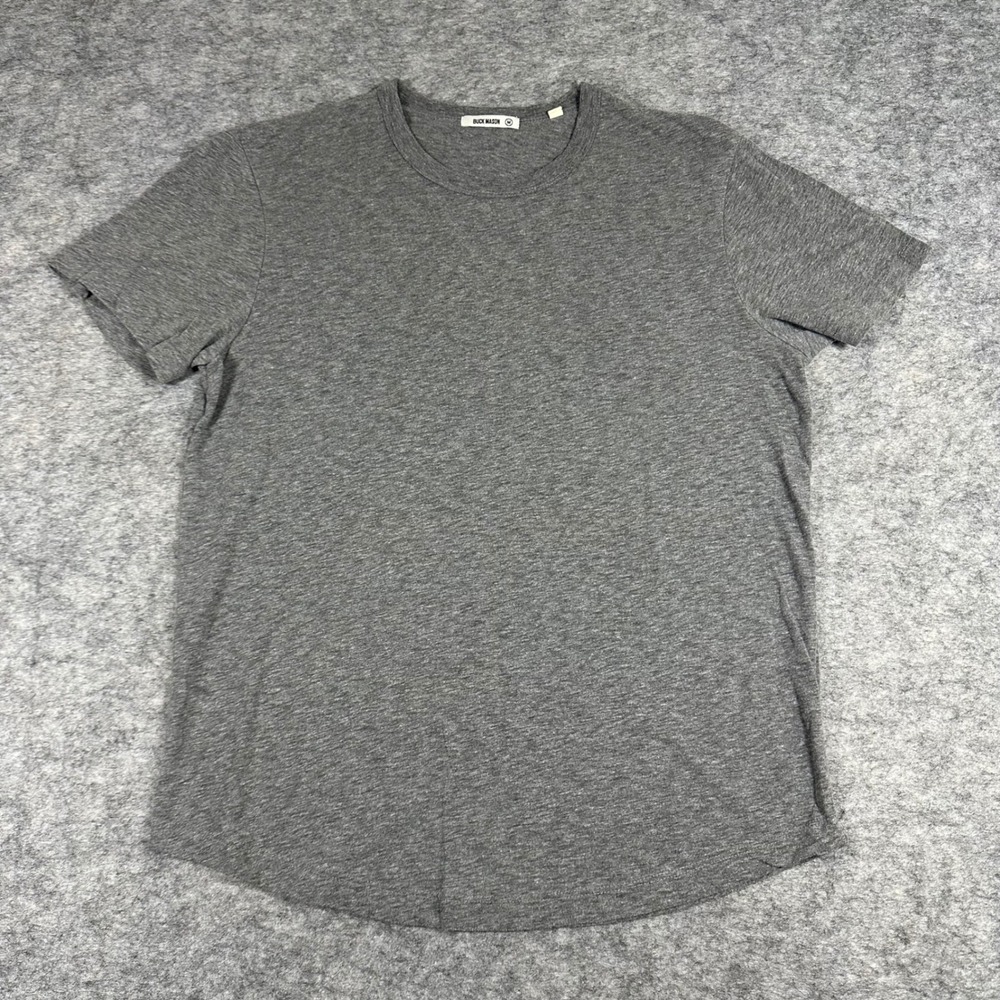 Buck Mason T-Shirt Mens Medium Gray Good Short Sleeve Curved Hem Tri-Blend Tee